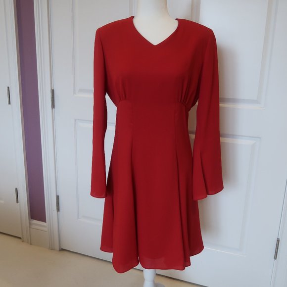 Moda International Dresses & Skirts - MODA INT'L RED LONG SLEEVED DRESS
